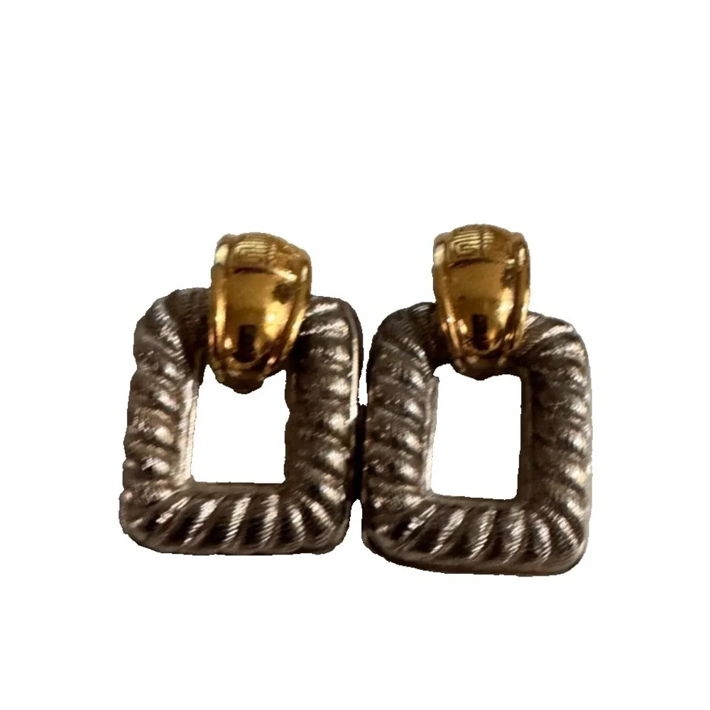 Givenchy Paris Earrings New York Silver Gold-Tone Door Knocker Designer Rare